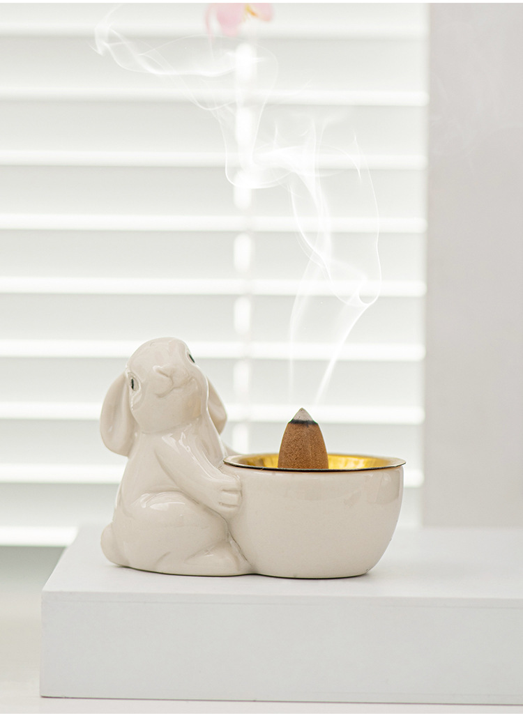 Cute Rabbit Ceramics Incense Burner display picture 3