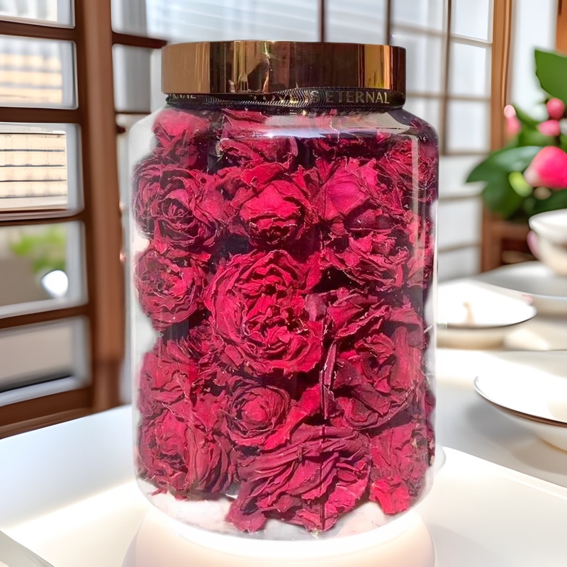 Canned Freeze-Dried Dark Red Rose Tea, Yunnan Double-Petal Flower Crown Tea, Healthy and Safe Gift Box Packaging, Large Bottle for Brewing