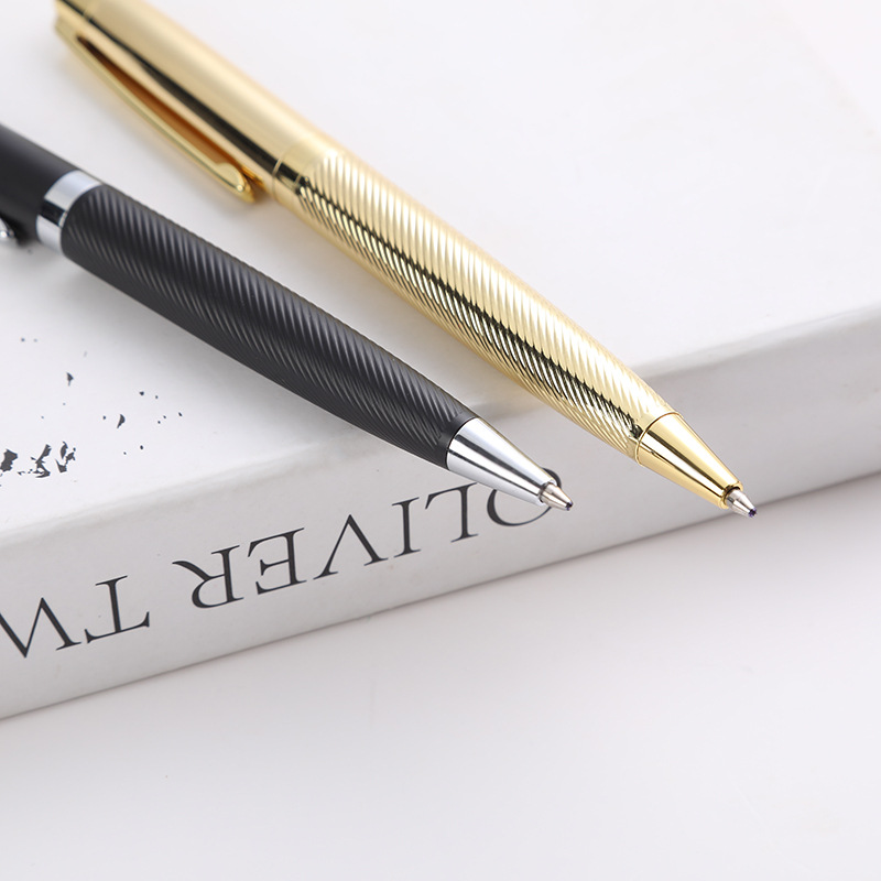 En stock pluma de impresión pluma de regalo de negocios de alta calidad de metal pluma tallada mate metal bolígrafo letras logo