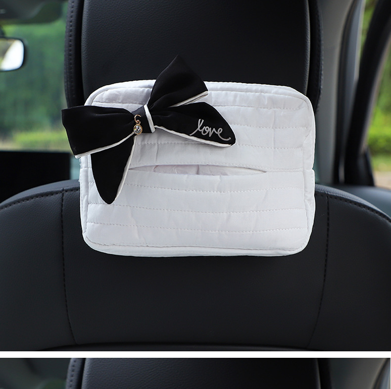 Cartoon fabric car tissue box car seat back-mounted paper box multifunctional car interior supplies DIY