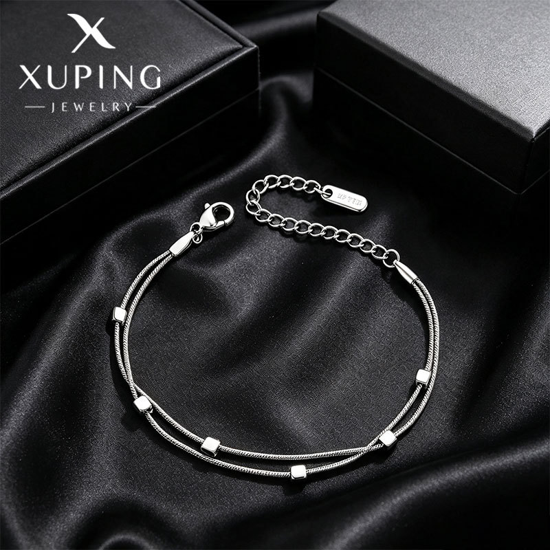 Pulsera de Cadena de Serpiente de Doble Capa de Acero Inoxidable 304 para Mujer image 7