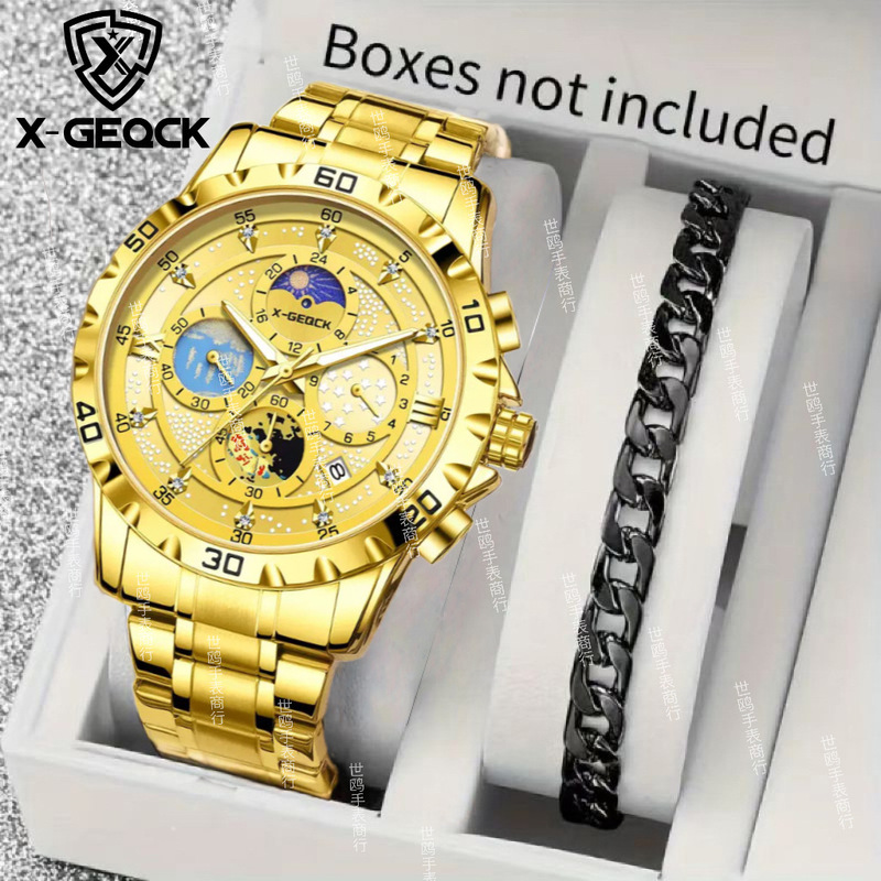 Swiss Genuine Watch Men's Fully Automatic Multi-Function Moon Phase Flywheel Business High Party Luminous Waterproof Six-Pin Calendar