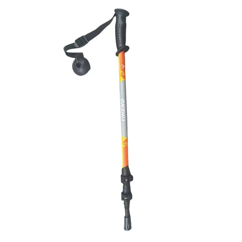 Painted three-section straight handle 7075 aluminum alloy inner lock outer lock trekking stick