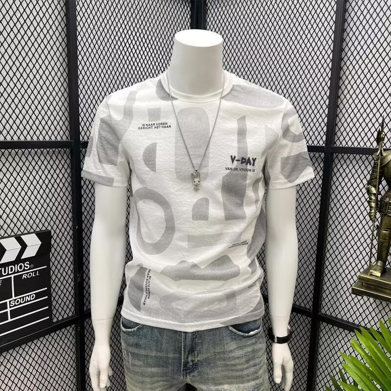 Designer Short-Sleeved T-Shirt for Men 2025 Summer New Korean Style Slim Trendy Brand American Retro Ins Tops