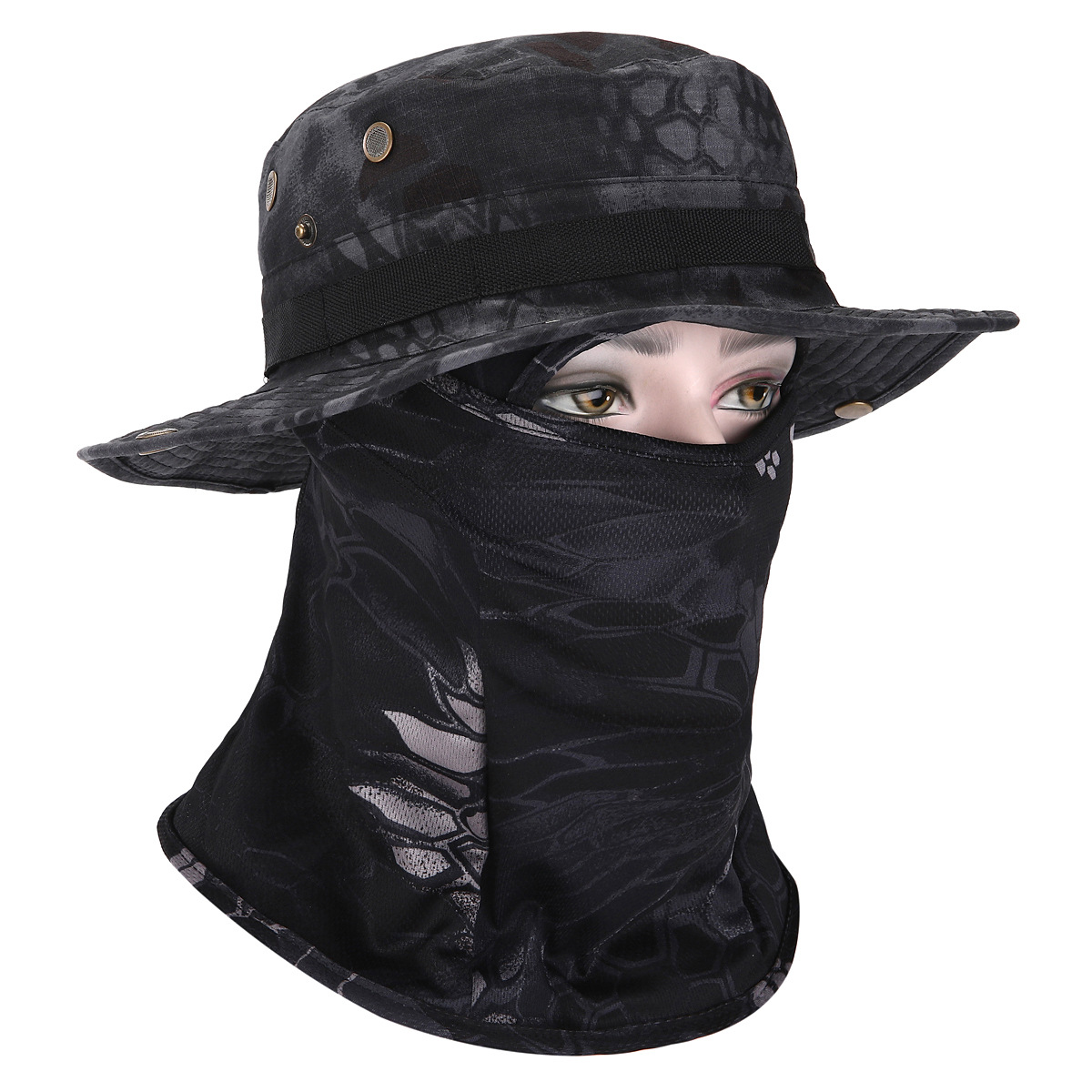 Sombrero de camuflaje con ala ancha al aire libre sombrero Benni sombrero de camuflaje para fanáticos militares sombrero de alpinismo de pesca protector solar sombrero de pescador transpirable hombre