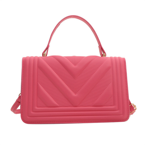 Embossed Houndstooth Solid Color 2024 New Arrival Korean Style Fashion Minimalist Chic Shoulder Handbag Crossbody Small Square Bag
