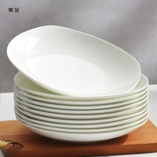 纯白色骨瓷盘子方形菜盘家用餐盘碟子创意陶瓷深盘白瓷微波炉餐具