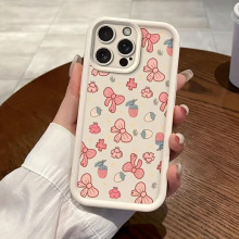 跨境满屏草莓蝴蝶结卡通时尚适用苹果17/16/15/14pro手机壳13/12