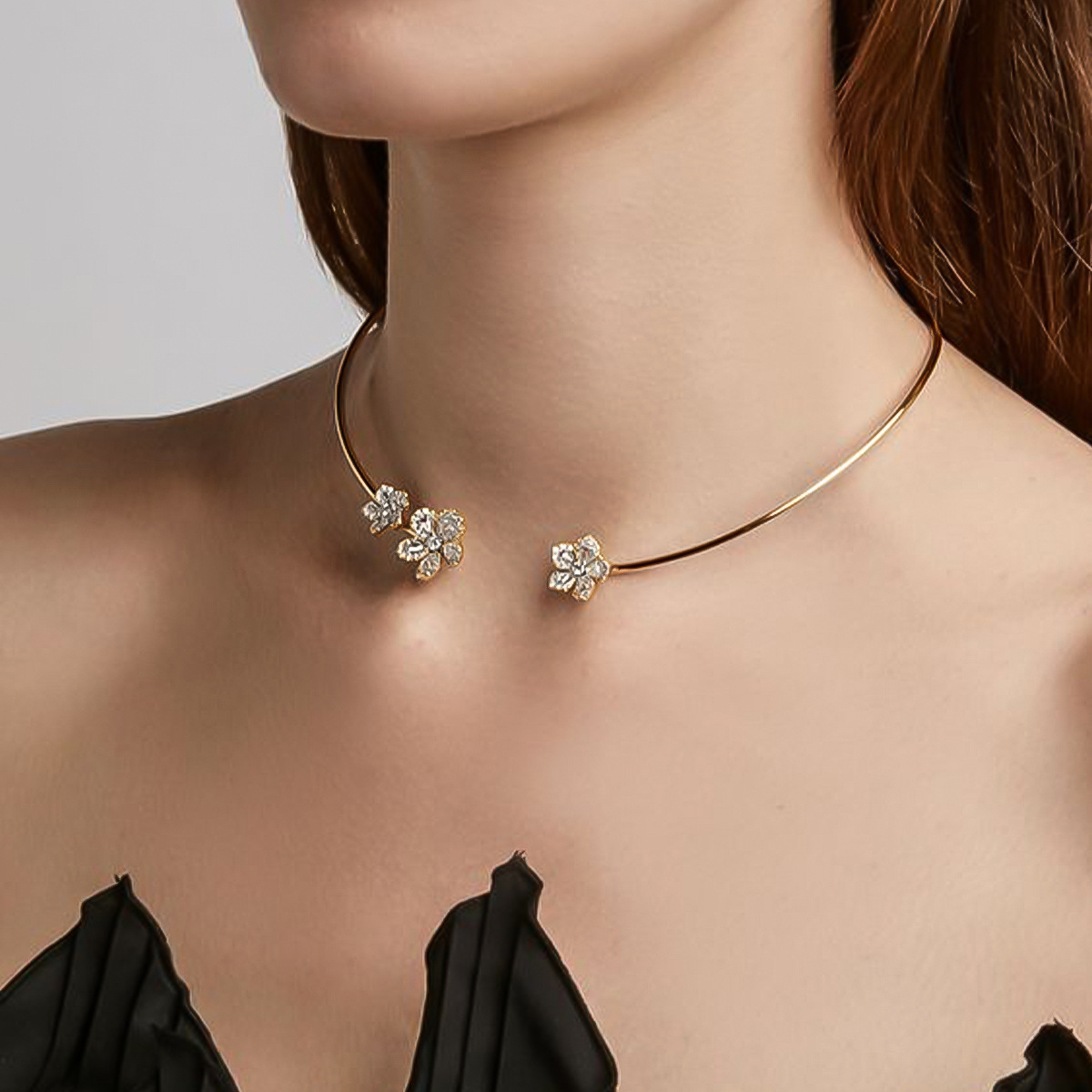 Collar de flor de moda transfronteriza elegante simple ZIRCON collar abierto collar de joyería nupcial