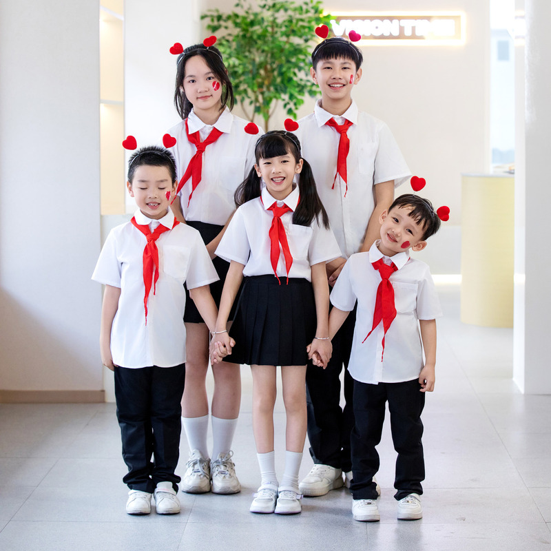 Preppy style white shirt boys and girls uniform suit black pleated skirt pants poetry recitation performance clothing chorus clothing