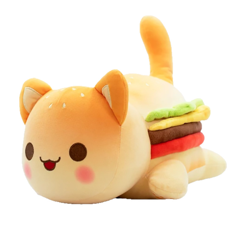 Comida gato hamburguesa gatito muñeca almohada de felpa juguete para niños muñeco de Animal muñeca regalo al por mayor