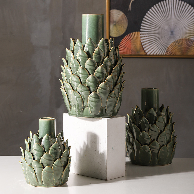 Jarrón de cerámica explosivo, maceta, artesanía pesada, instalación de calcomanías, esmalte de flores, decoración suave de estilo europeo y americano, decoración del hogar, artesanías