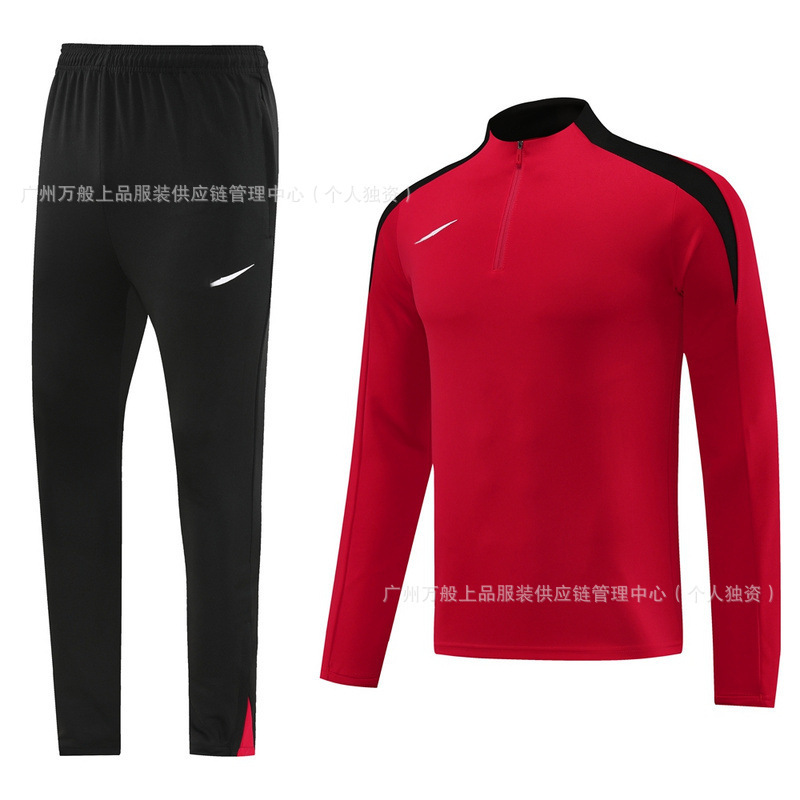 NB半拉链冬装长袖长裤套装训练俱乐部基础足球服球衣长拉logo外贸|undefined