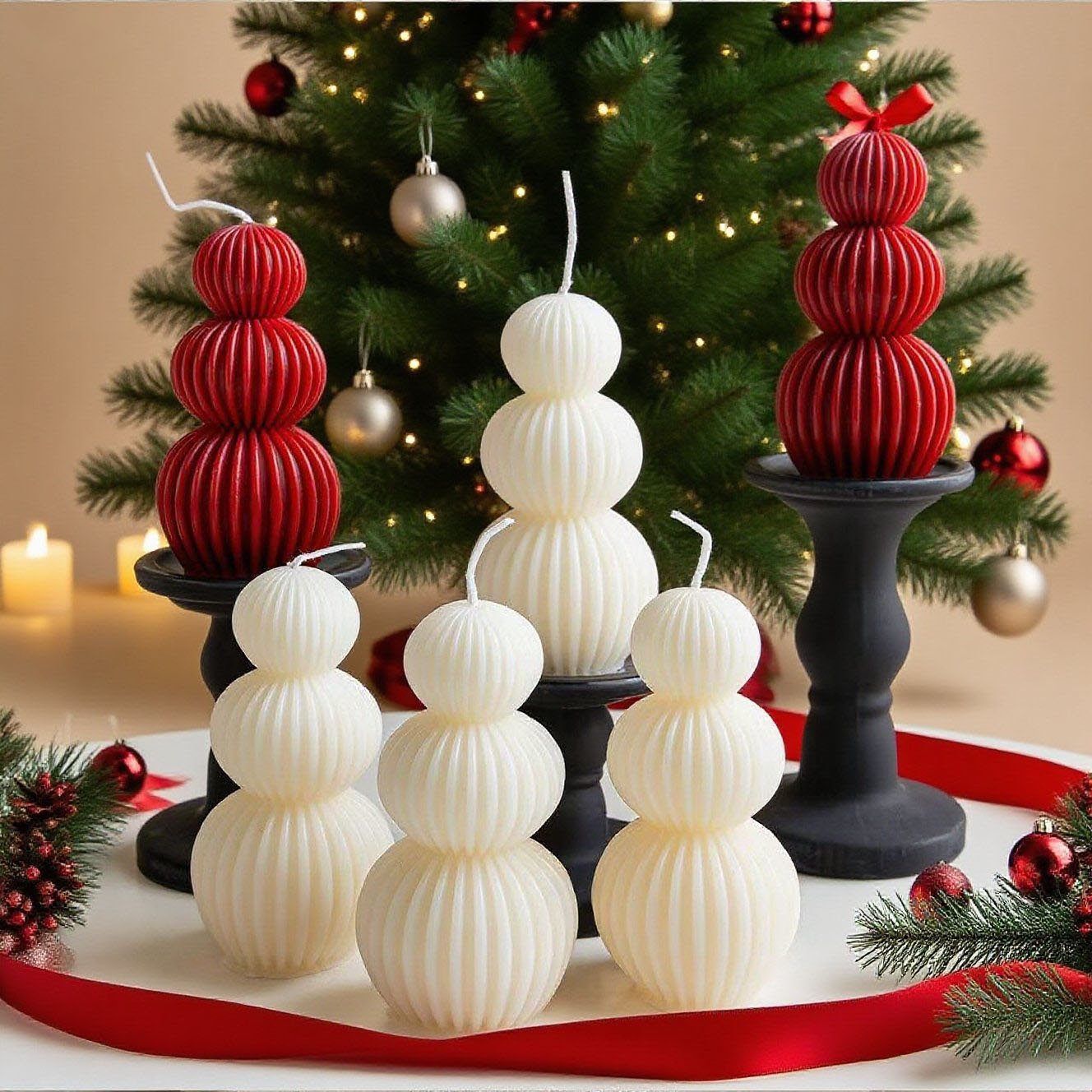 Art nórdico minimalista de ondas de viento esférico de cera de incienso ornamentos creativos de geometría decoración de vela blanca