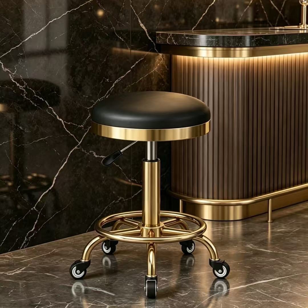 Modern bar stool, adjustable height chair, bar chair, high stool, bar chair, round stool, home-use swivel beauty stool, hairdressing chair