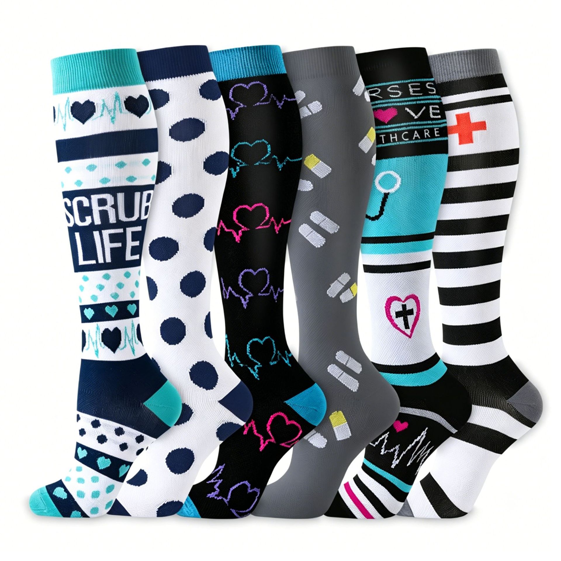 Calcetines elásticos, calcetines de compresión, calcetines para pantorrillas, calcetines deportivos, calcetines de compresión deportivos para correr para hombres y mujeres