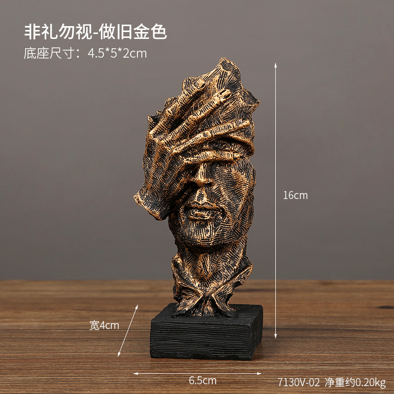 Nordic silence is gold abstract character resin decoration home accessories nail shop model room crafts soft decoration