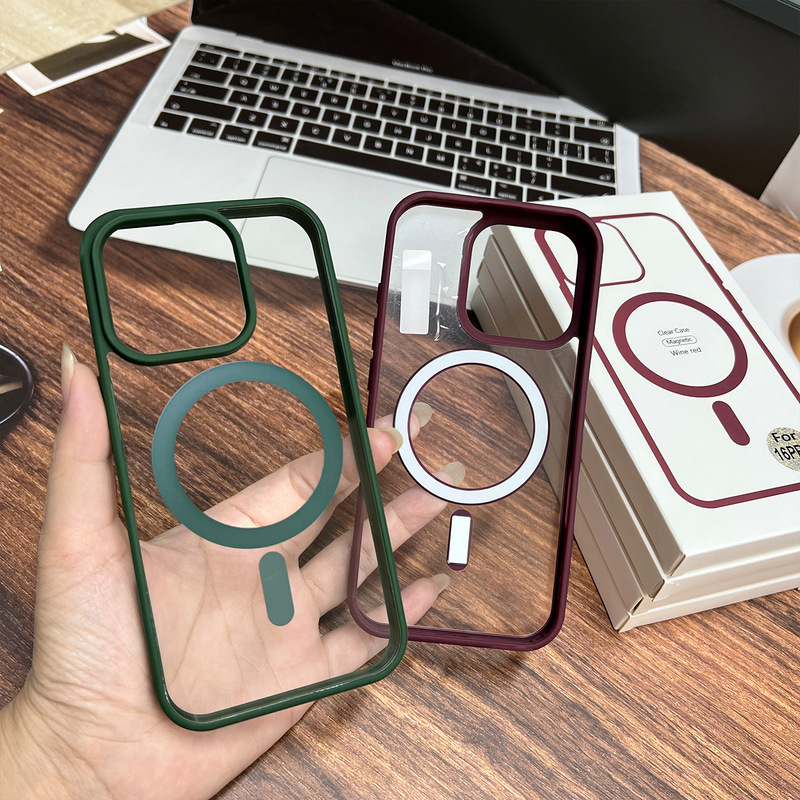 肤感磁吸壳适用iPhone17手机壳亚克力iphone16防摔15硬壳软边批发|undefined