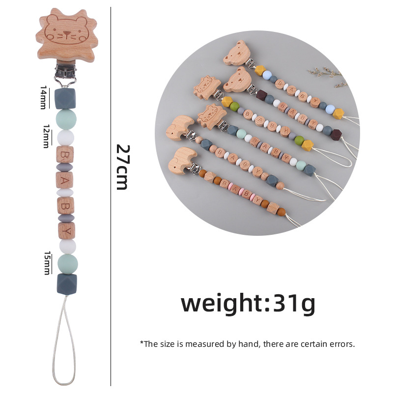 Bebé suministros dibujos animados animal haya chupete clip creativo bebé DIY nombre mordedura pegamento molar chupete cadena