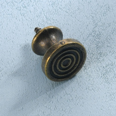 Solid Single-Hole Round Pull Handle Zinc Alloy Retro Chinese European Drawer Wardrobe Knob with Screws, Qing Bronze