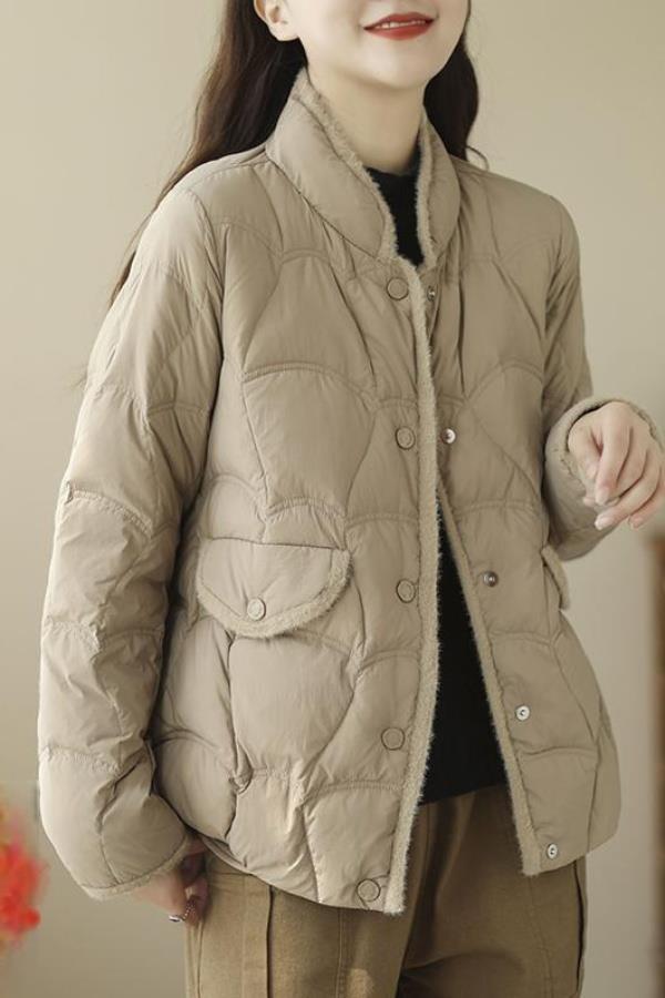 专柜店出口复古拼接长袖棉衣外套女秋款保暖抗寒大码显瘦棉服