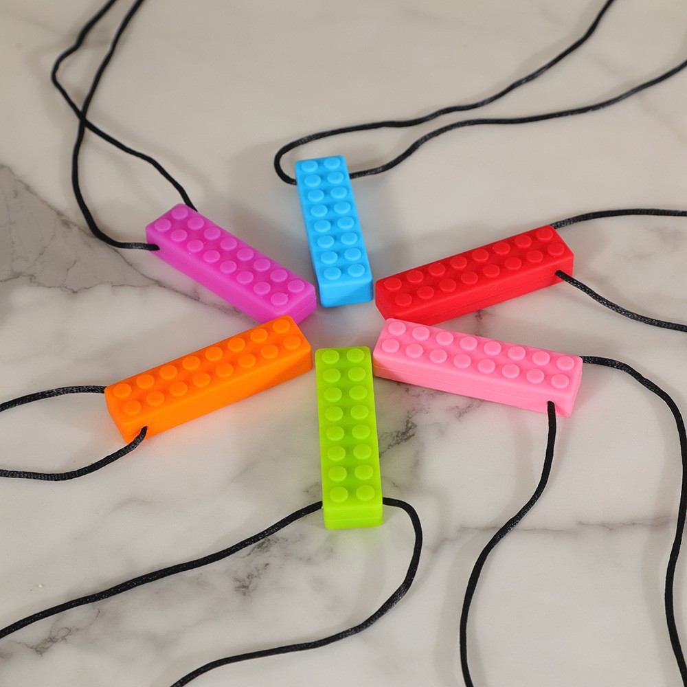 Amazon New Building Block Tooth Gum Chewing Pendant Rainbow Grinder Baby Grinding Stick Self-closing Training Tooth Gel Set