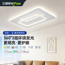 三雄极光客厅灯led吸顶灯新款智能灯房间北欧线面大气三色光卧室