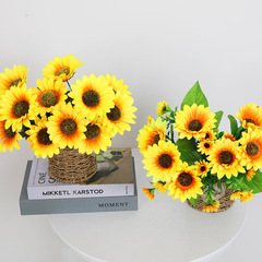 小向日葵仿真花擺件太陽花假花擺設工程花塑料小花束客廳餐桌裝飾