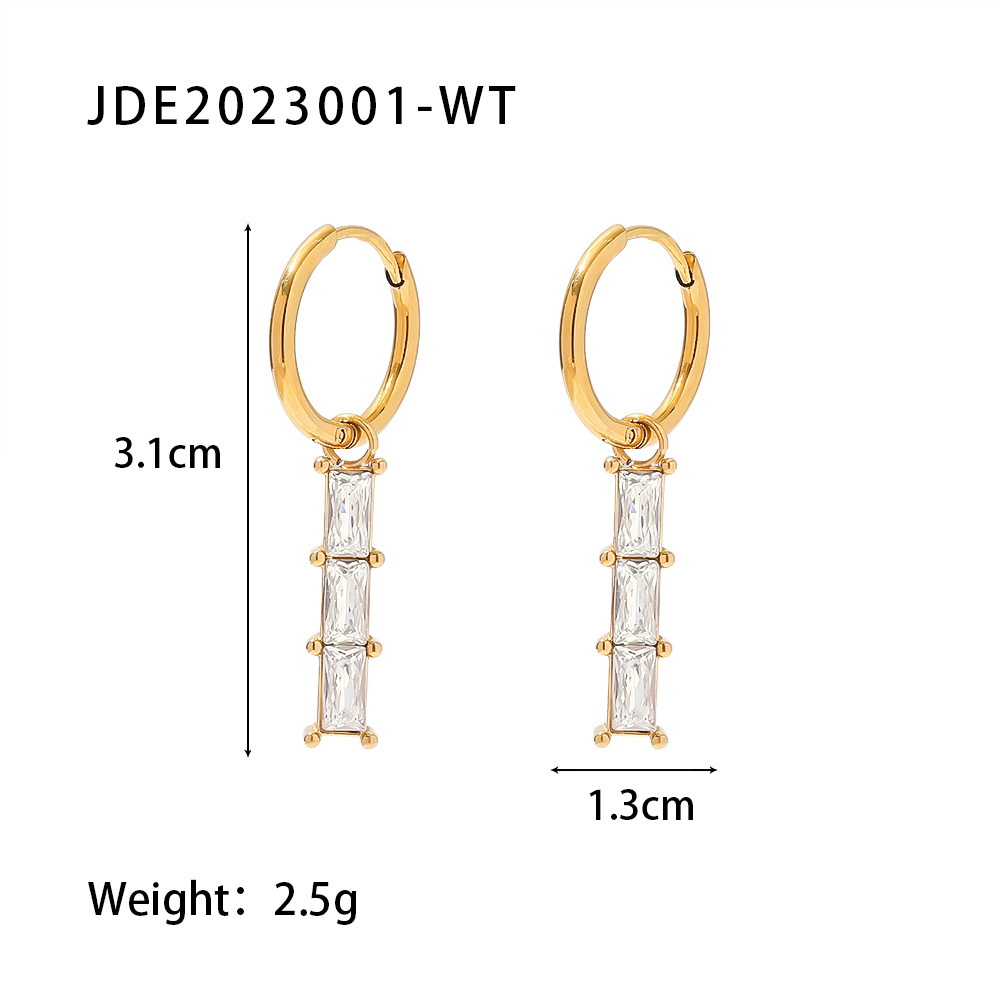 Fashion Geometric Stainless Steel Earrings Gold Plated Zircon Stainless Steel Earrings