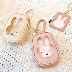 日本ミッフィー透明収納袋漫画かわいい pu レザー化粧品袋二層痛袋小銭入れ小さなバッグ