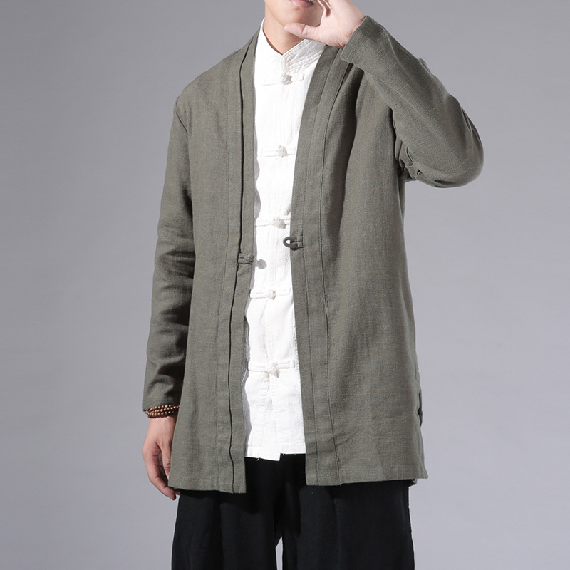 2021 otoño nuevo abrigo de hombre de estilo chino mejorado abrigo de estilo chino casual de longitud media gabardina de hombre al por mayor