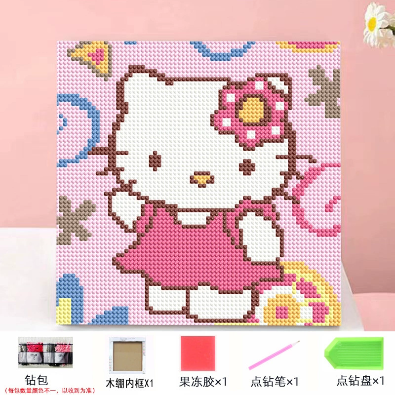 Набор алмазной мозаики DIY Kuromi и мультфильмы 20×20 см, рамка-наклейка, детское творчество