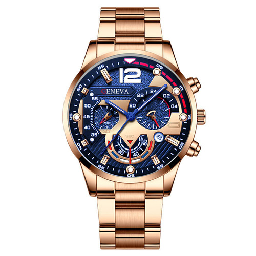 GENEVA men's creative mechanical version six-pin watch alloy steel band quartz watch men's watch wholesale