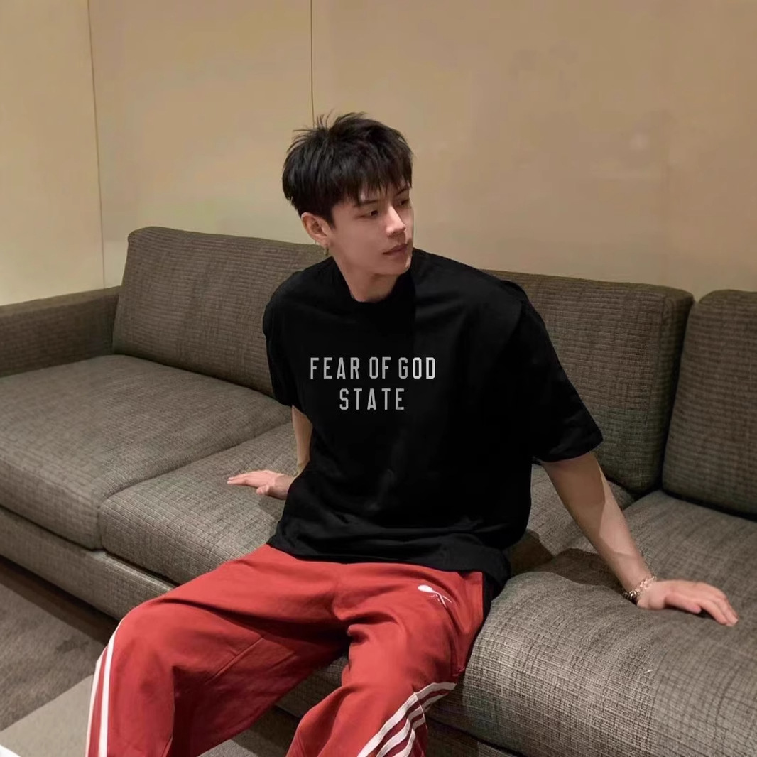 ESSENTIALS 新作 アメリカンスタイル ハイストリート ゆったり ダブルレタープリント ユニセックス 半袖Tシャツ