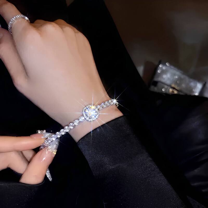 Full diamond design, niche high-end feel, pull-string bracelet for girls, light luxury ins-style jewelry, versatile and non-fading accessory