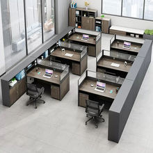 新款职员办公桌椅组合简约现代员工位4四6双人位办公室屏风电脑桌