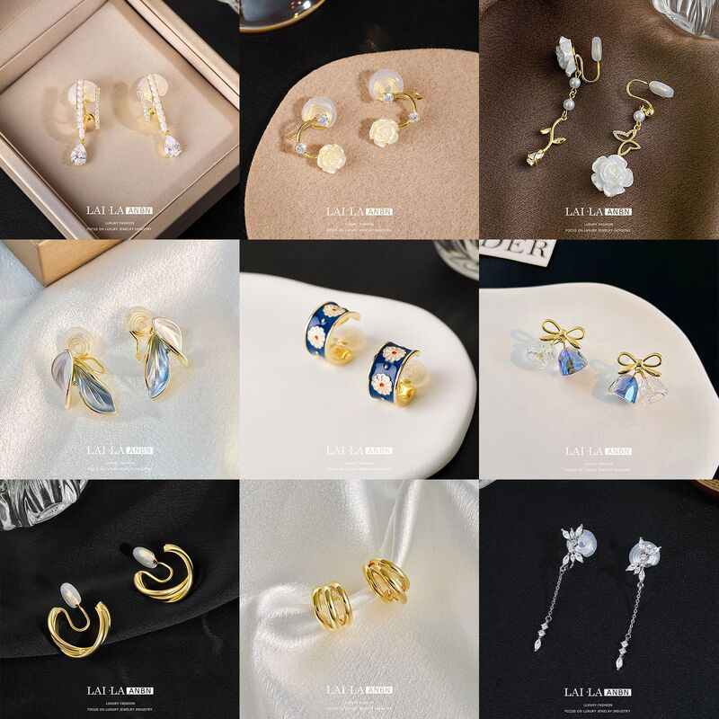 Mosquito Coil Ear Clips for Women Without Pierced Ears, Exquisite Pearl Earrings, Hong Kong Style Retro Niche Light Luxury Earrings Wholesale Tassels