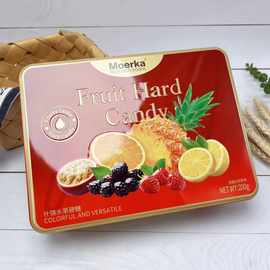 摩尔卡200g什锦水果硬糖铁盒装婚庆喜事伴手礼解馋零食糖果批发