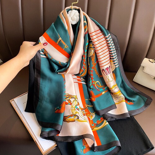 Summer simulated silk scarf, insulation turban, big brand long scarf, sun protection, silk scarf, mulberry silk scarf, wholesale shawl
