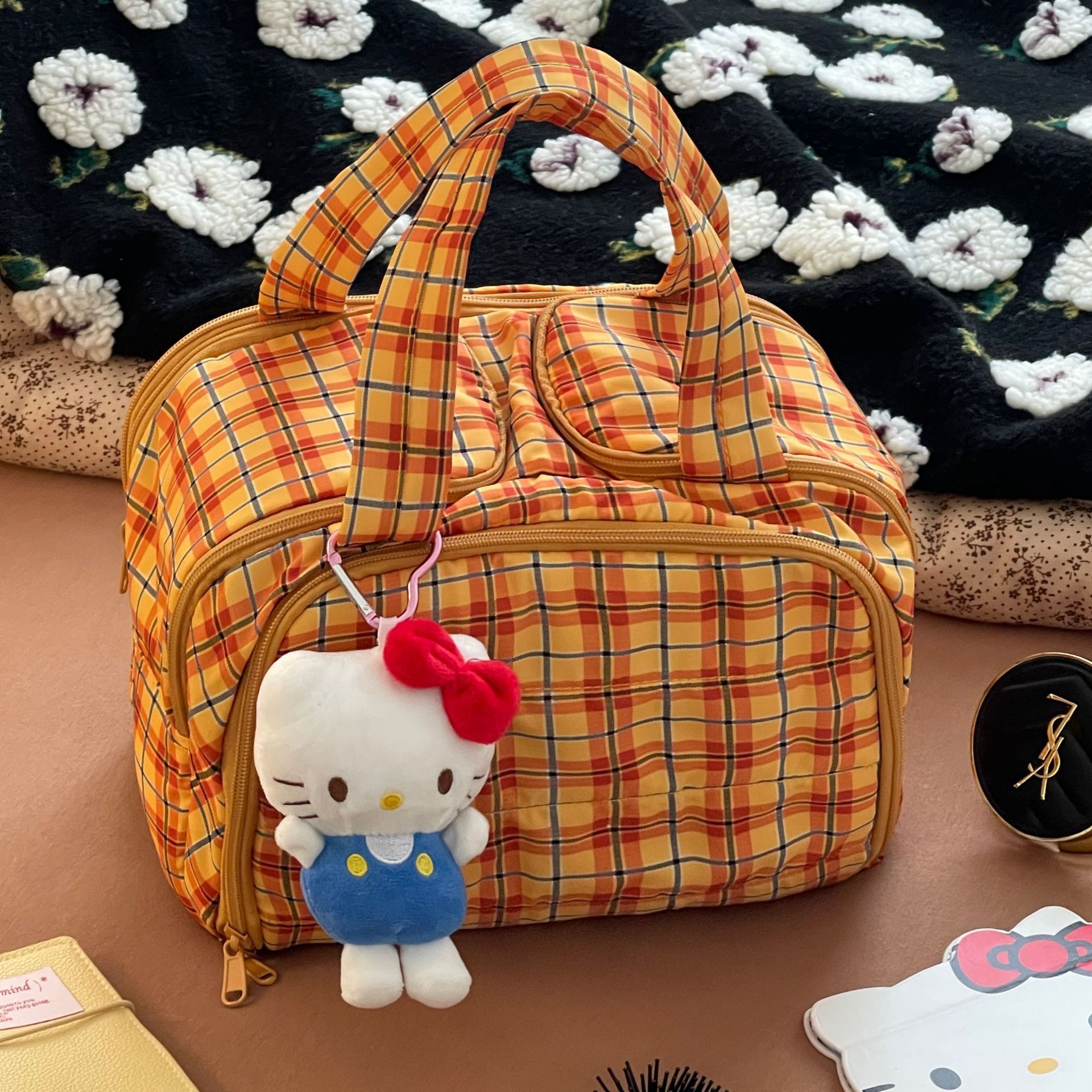 Bolsa de maquillaje multicadrícula para mujeres 2025, nueva bolsa de almacenamiento portátil de gran capacidad, bolsa de lavado de viaje