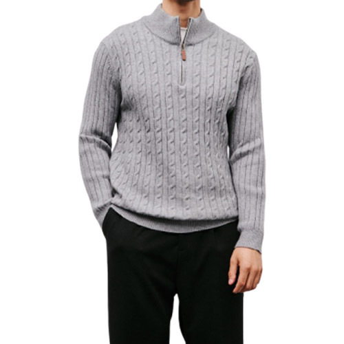 Explosiones transfronterizas de tamaño europeo medio cremallera jersey de hilado suéter hombre viejo viento de negocios otoño invierno fábrica al por mayor