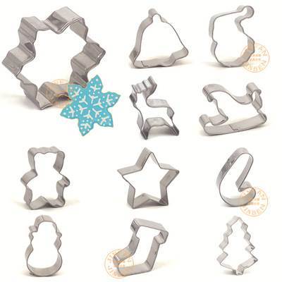 圣诞节卡通糖霜饼干模 不锈钢雪人麋鹿曲奇饼干切模 烘焙模具|ru