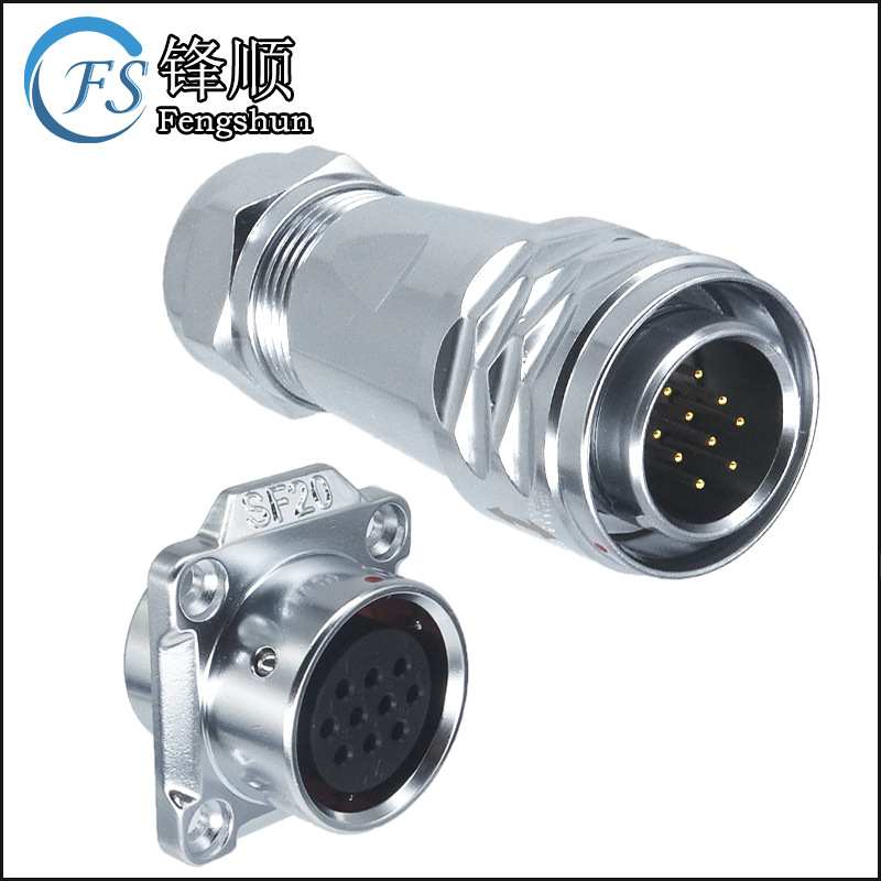 IP67防水连接器 10芯法兰插座 电缆航空插头 兼容WEIPU/威浦SF20