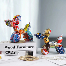 欧式创意炫彩气球狗摆件家居软装客厅玄关电视柜奶茶烘焙店铺装饰