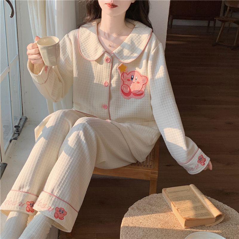空气棉夹层睡衣女秋冬季新款加厚甜美简约开衫长袖套装保暖家居服|undefined