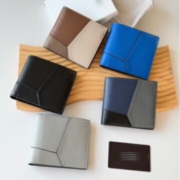 New Men's Wallet, Short Style, Contrasting Color Leather Card Holder, Multiple Card Slots, Large Capacity, Versatile, Simple Coin Purse