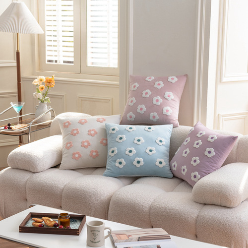 Towel velvet embroidered pillow high-end household thickened sofa cushion princess room small fresh bedside back cushion pillow