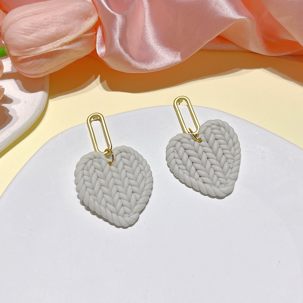 11g Weight Drop Earrings Classification 1 Pair Quantity Daily Occasion soft clay Material Heart Shape Pattern Women'S Gender Handmade Design Simple Style Style Simple Style Heart Shape Soft Clay Handmade Women's Drop Earrings 1 Pair 14