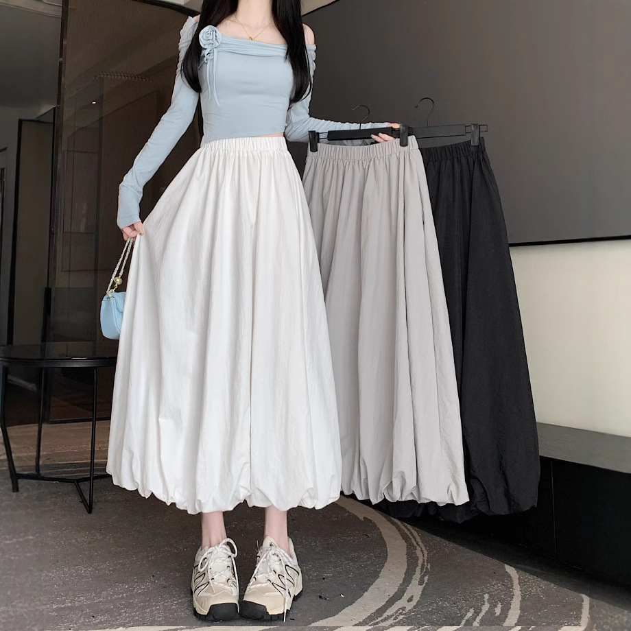 【有内衬】复古A字裙伞裙花苞裙灯笼裙春夏新款显瘦中长款半身裙