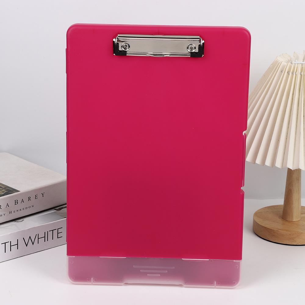 Caja de archivos impermeable a4 con bolígrafo tablero de escritura multifuncional caja de archivos de papel abrazadera de tablero de escritura de plástico